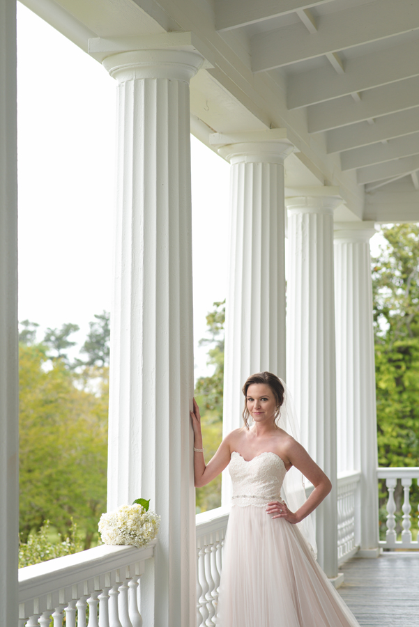 southern bride on front porch