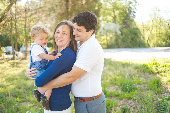 family of three with maternity photos