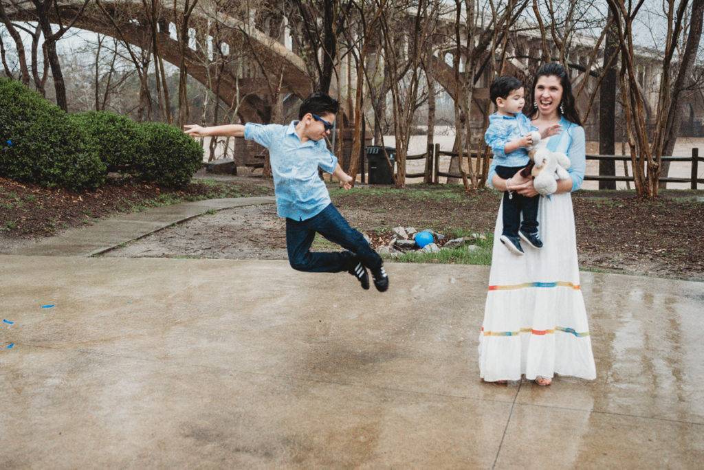 playing in the rain