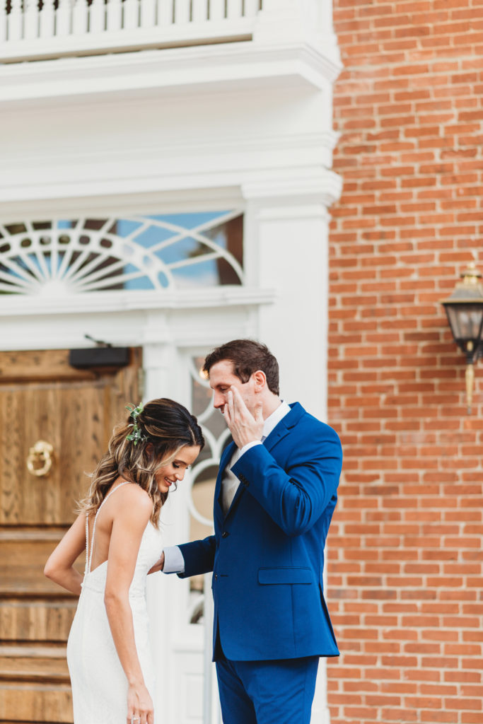 first look crying groom