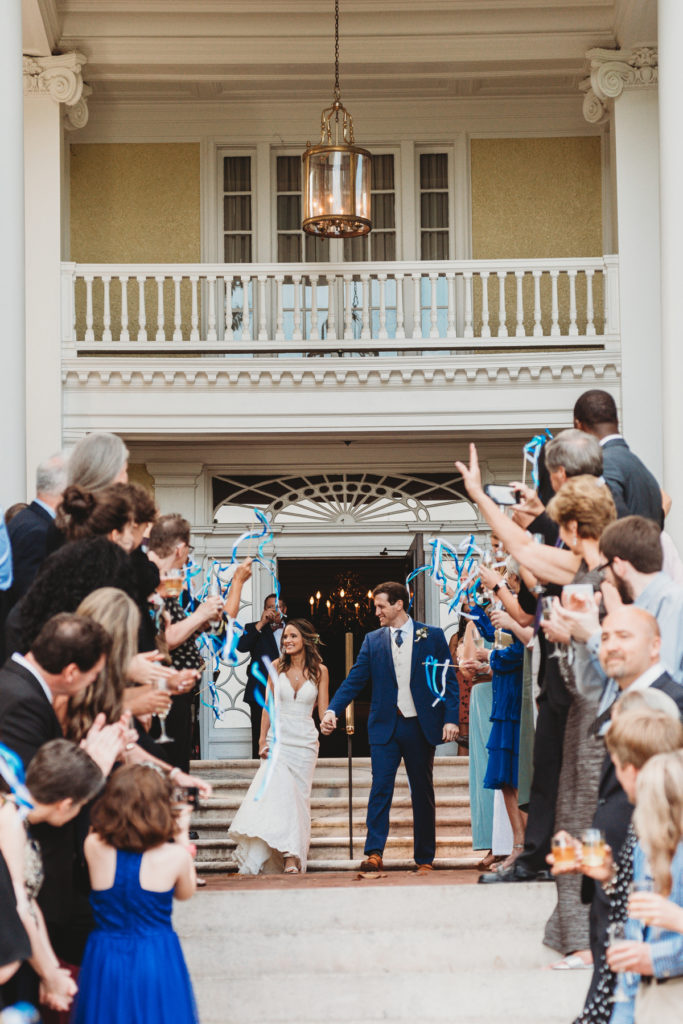 streamer exit at wedding