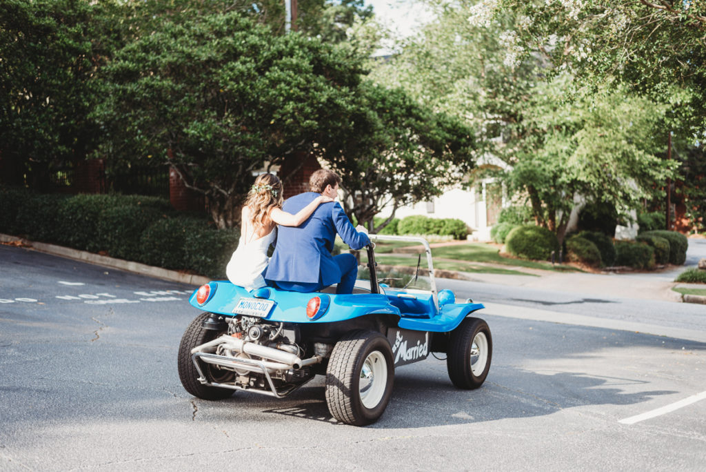 dunebuggy wedding exit