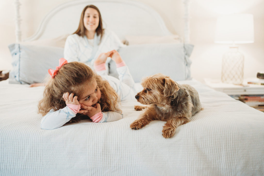 little girl and yorkie